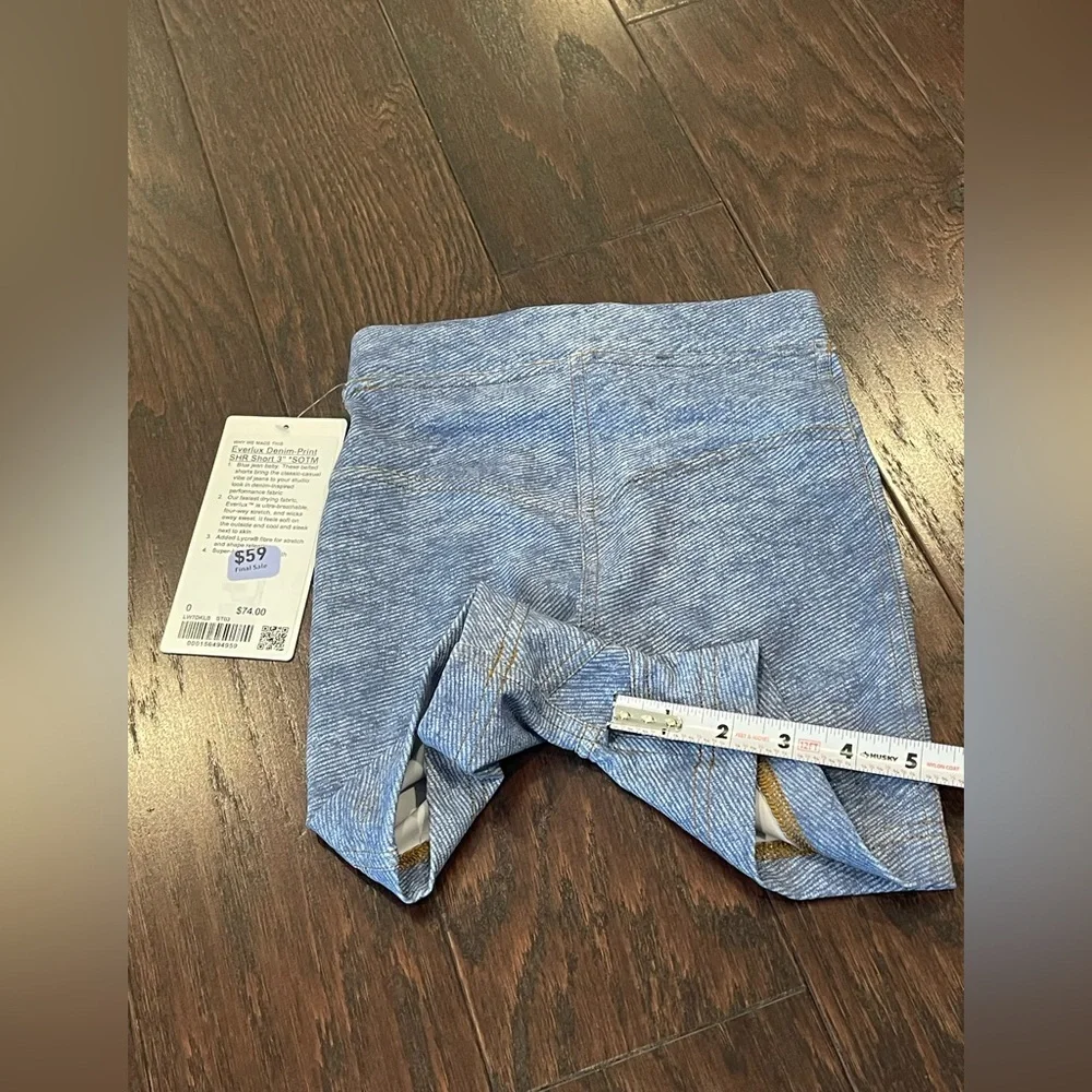LULULEMON Everlux Denim-Print Short 3"Denim Women Size 0 NEW - Picture 6 of 10